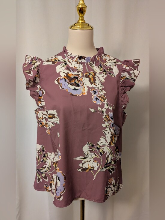 Emily Rose Tops - Floral Ruffle Sleeve Top
